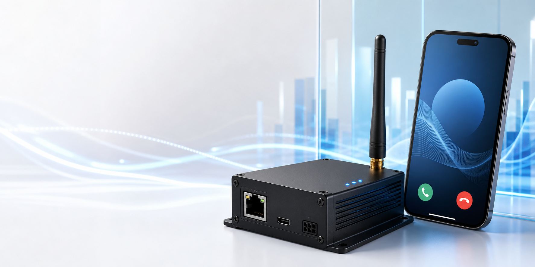 Googuli TEL device connected to a smartphone